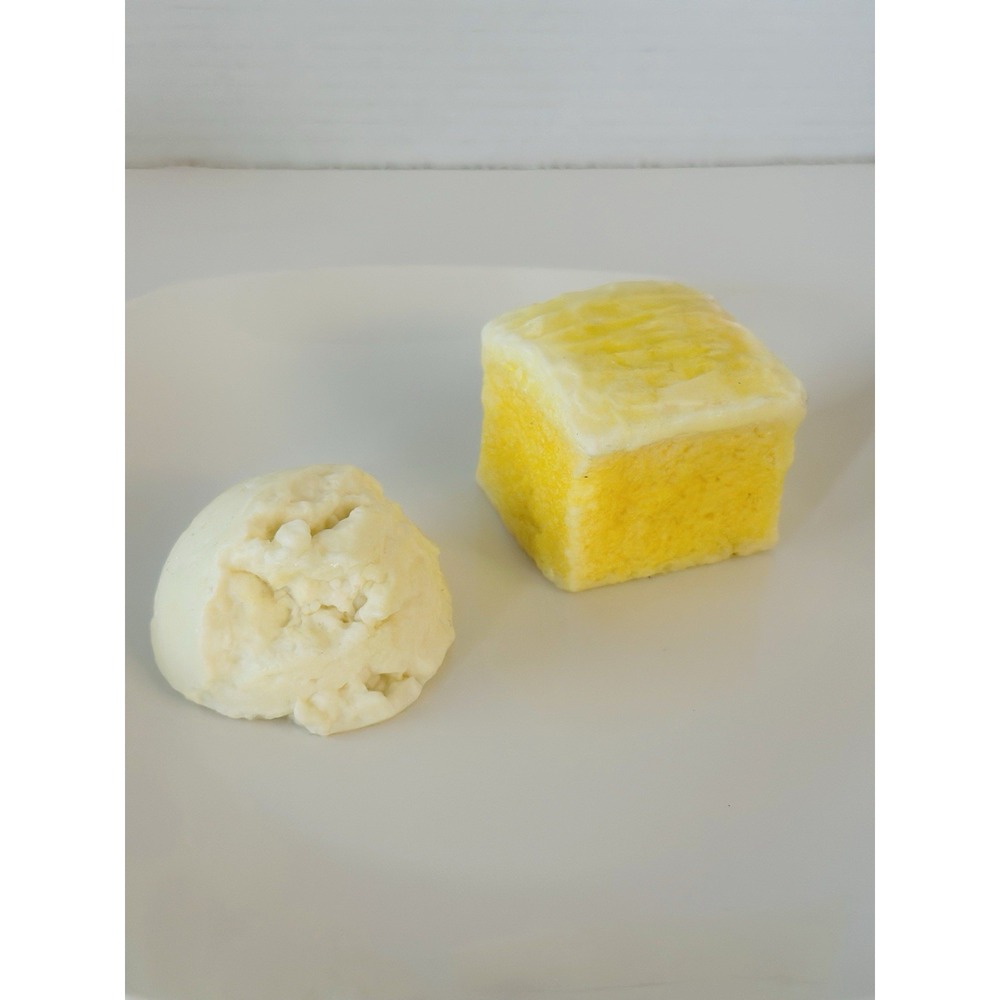 Nasco Nutrition Faux Food Prop Vanilla Icecream And White Cake With Frosting